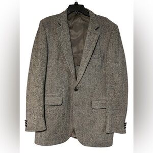 Stratford Vintage Long Line Pure Wool Tweed Blazer szXL Gray/Brown Academia